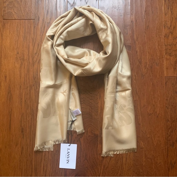 LANVIN Tonal Summer Wave Silk & Wool Pashmina Scarf - Picture 2 of 9